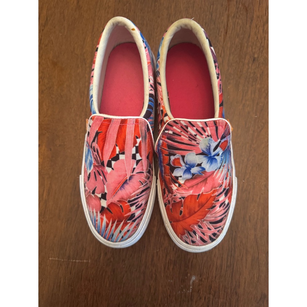 Nike Court Royale AC slip-on sneakers Hawaiian floral‎ print in pink and blue.